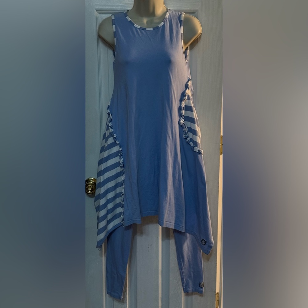 KidCuteTure Blue/Lavender Dress & Leggings Sz 14